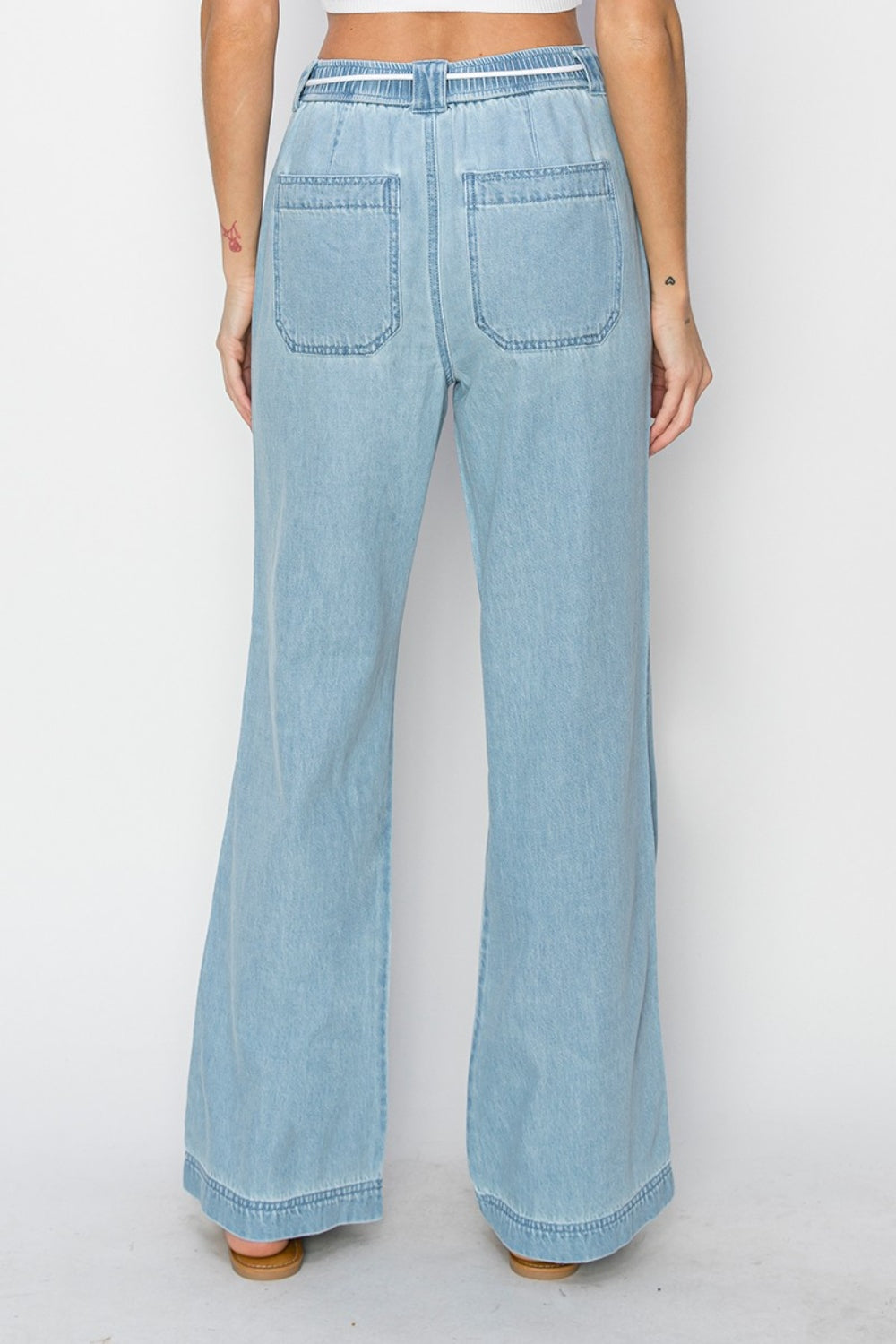 RISEN Drawstring High Rise Straight Leg Jeans