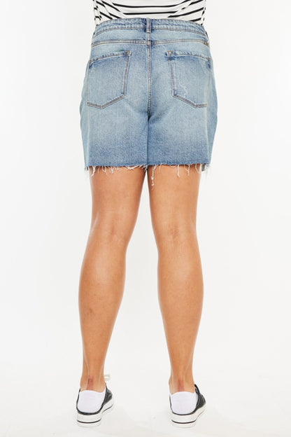 Kancan Raw Hem High Waist Denim Shorts