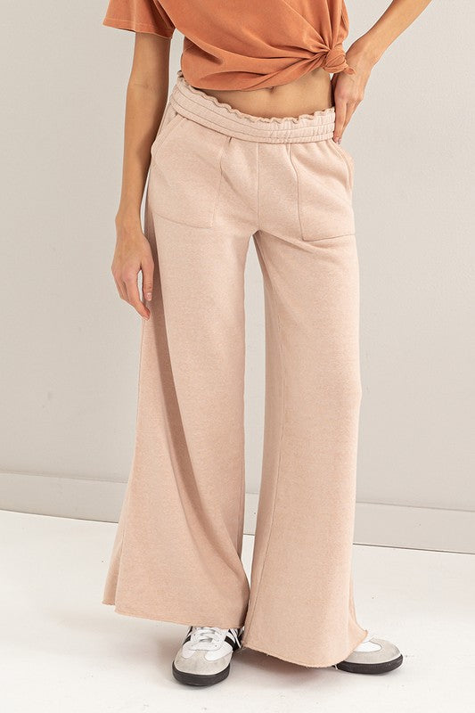 High Rise Wide Leg Drawstring Sweatpants