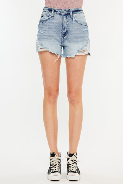 Kancan Distressed High Waist Denim Shorts