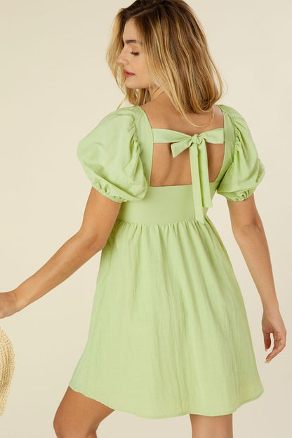 Dune Tie Back Puff Sleeve Mini Dress