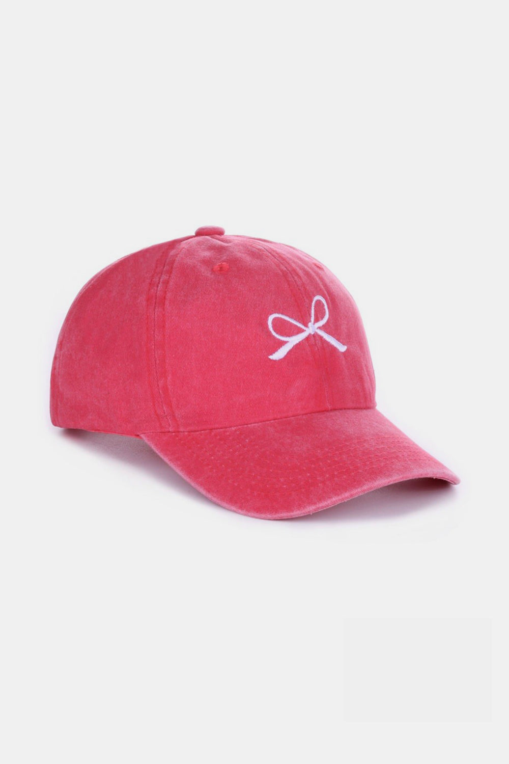 Bow Embroidered Washed Baseball Hat