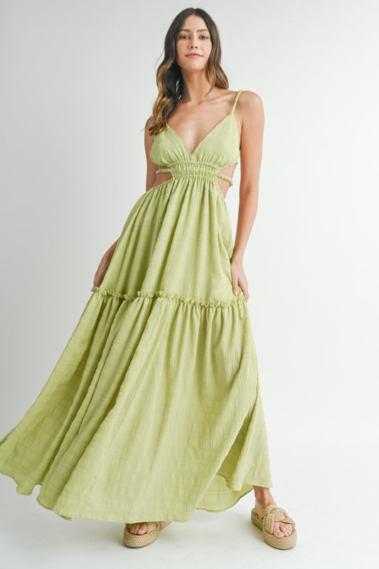 Cut Out Waist Backless Maxi Dress