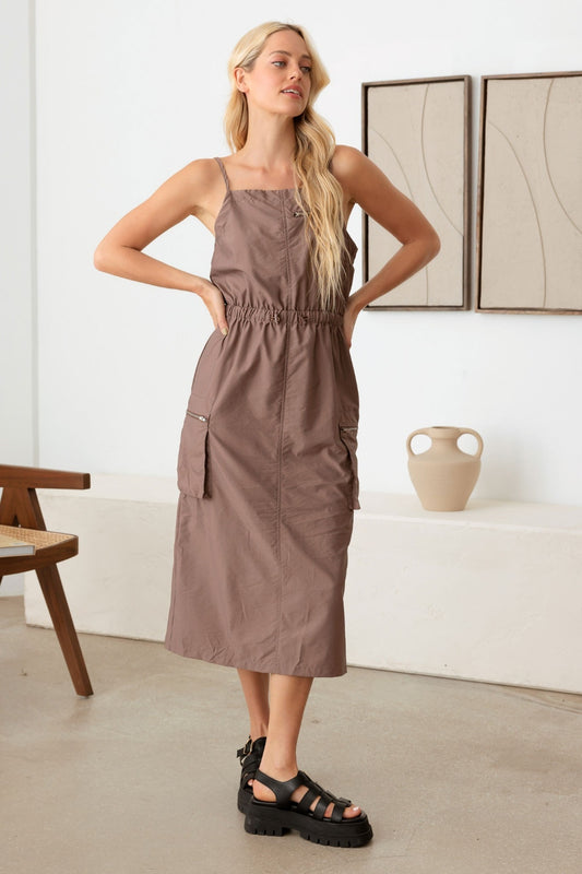 Tessa Adjustable Waist Cargo Midi Dress