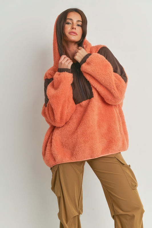 Warm Up Two-Toned Cozy Hooded Sweater