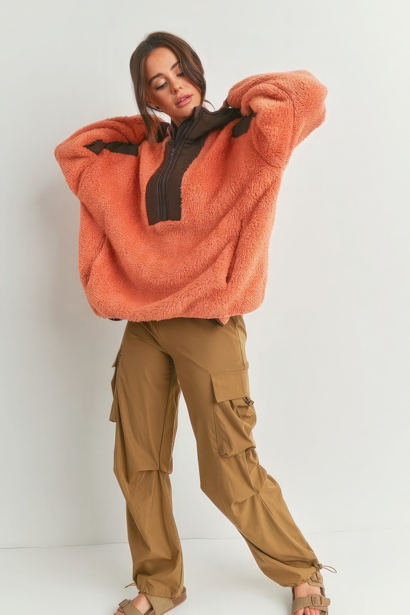 Warm Up Two-Toned Cozy Hooded Sweater