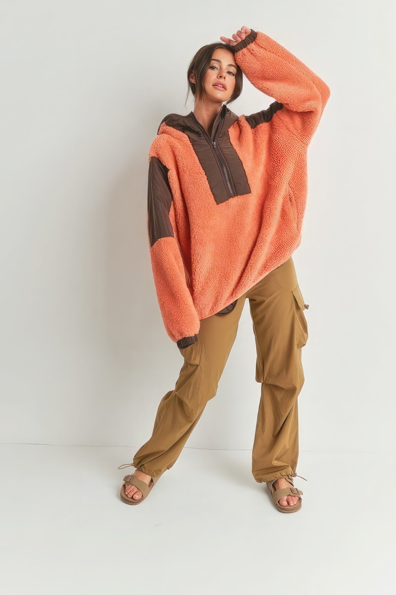 Warm Up Two-Toned Cozy Hooded Sweater