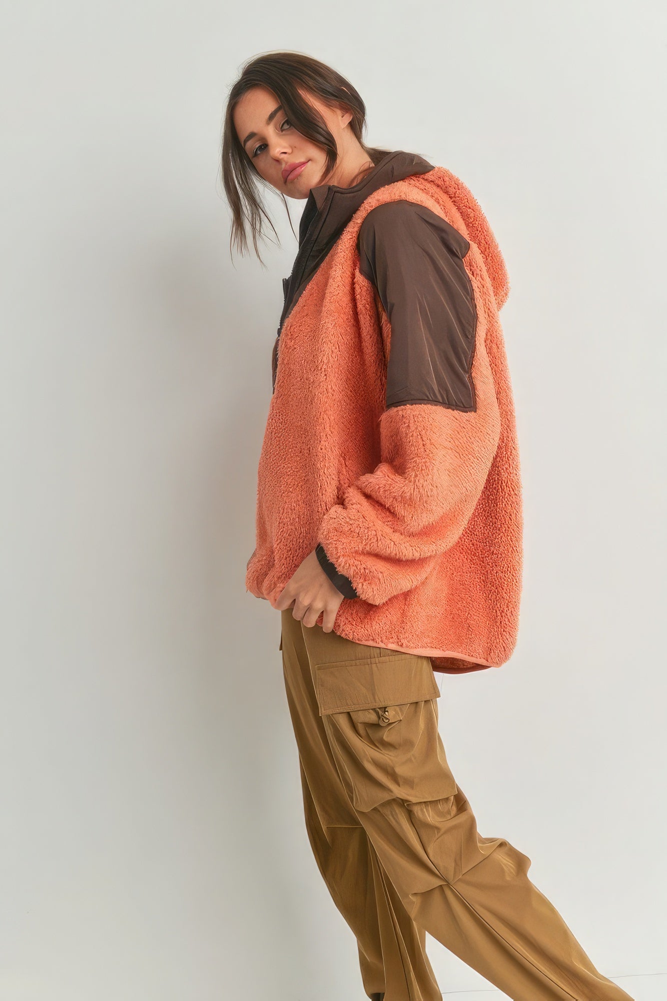 Warm Up Two-Toned Cozy Hooded Sweater