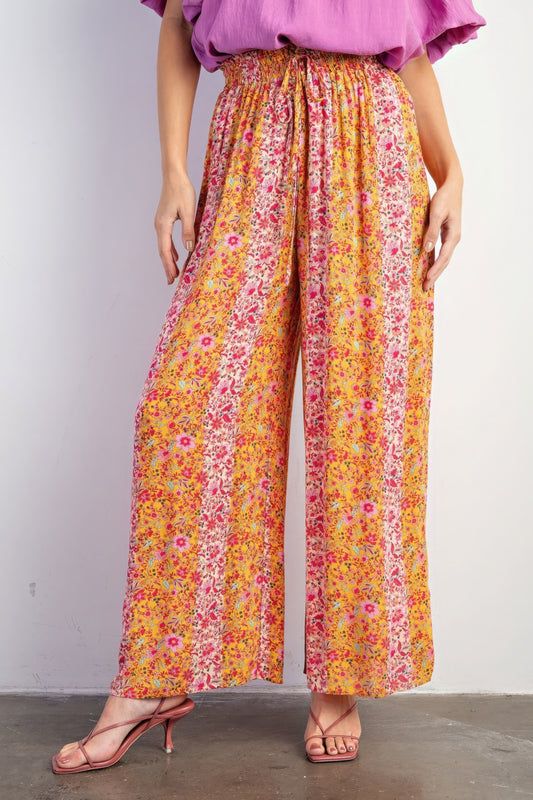 Savannah Boho Floral Print Gauze Palazzo Pants