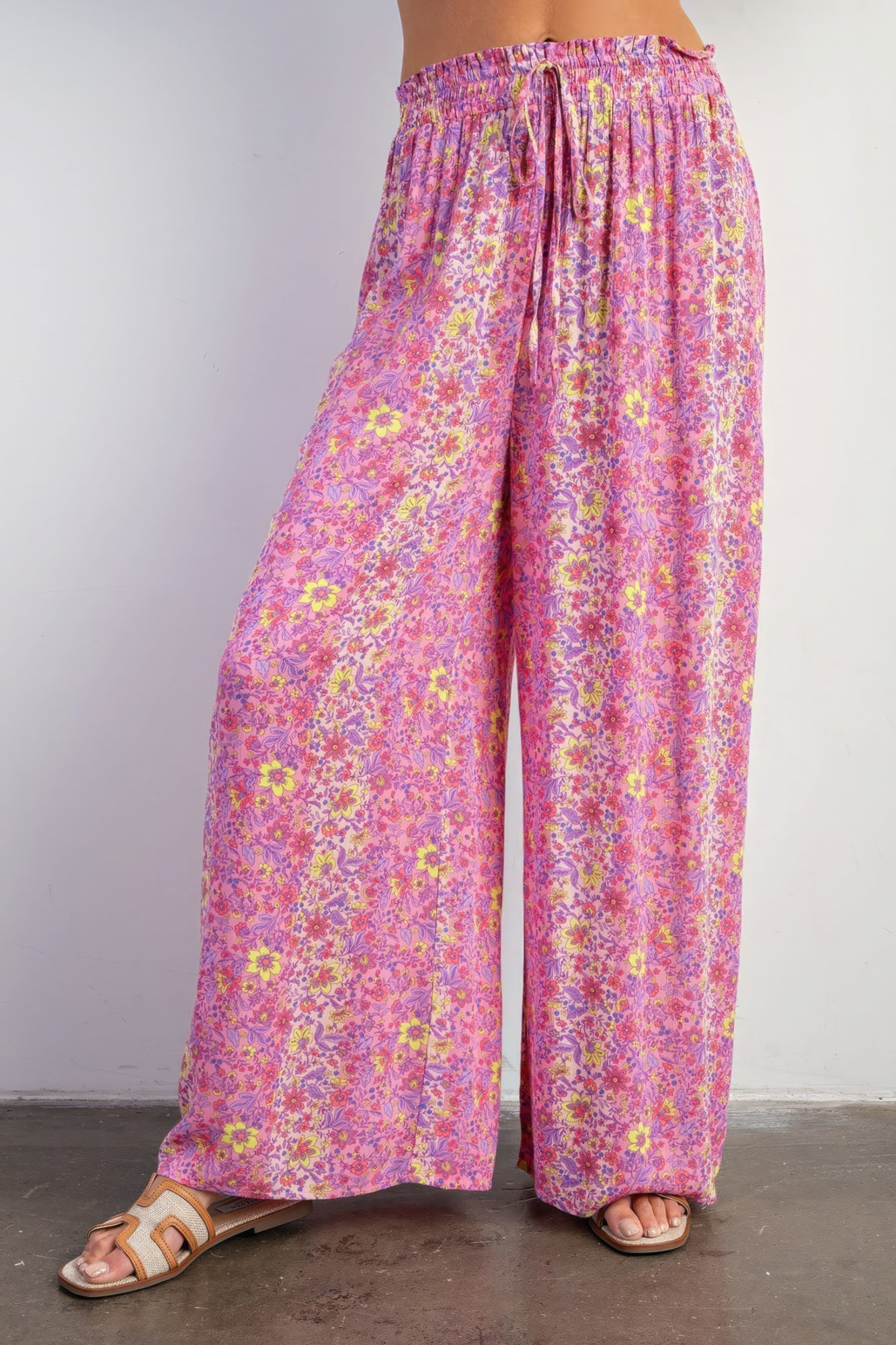 Savannah Boho Floral Print Gauze Palazzo Pants