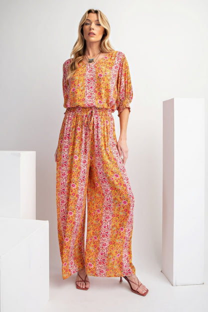 Savannah Boho Floral Print Gauze Palazzo Pants