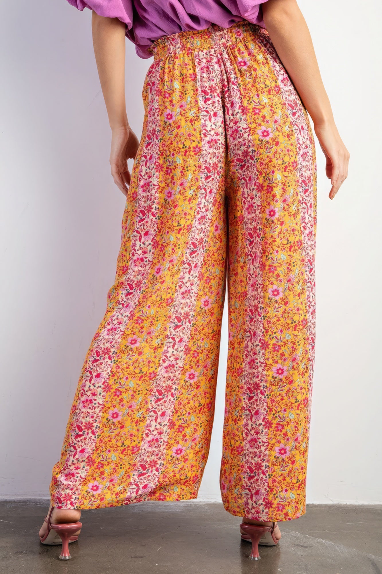 Savannah Boho Floral Print Gauze Palazzo Pants