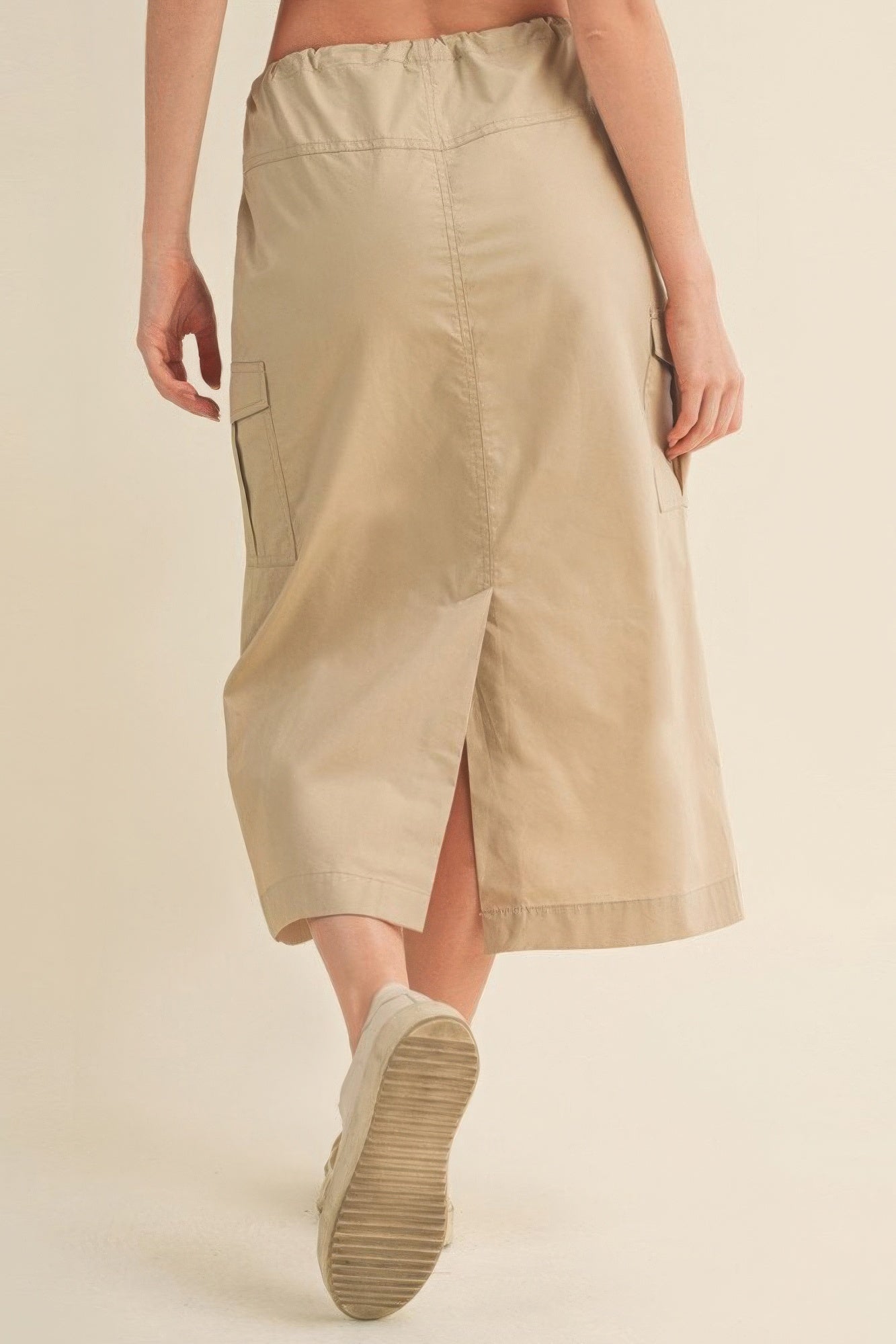 Cargo Drawstring Midi Skirt