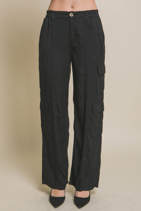 Black Tencel Cargo Pants