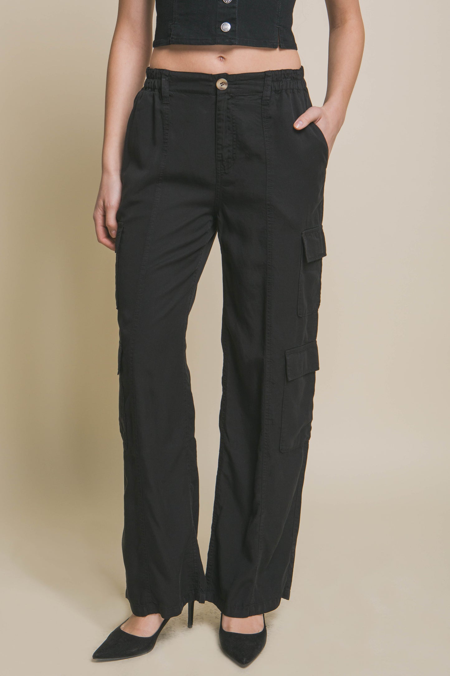 Black Tencel Cargo Pants