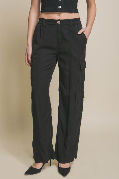 Black Tencel Cargo Pants