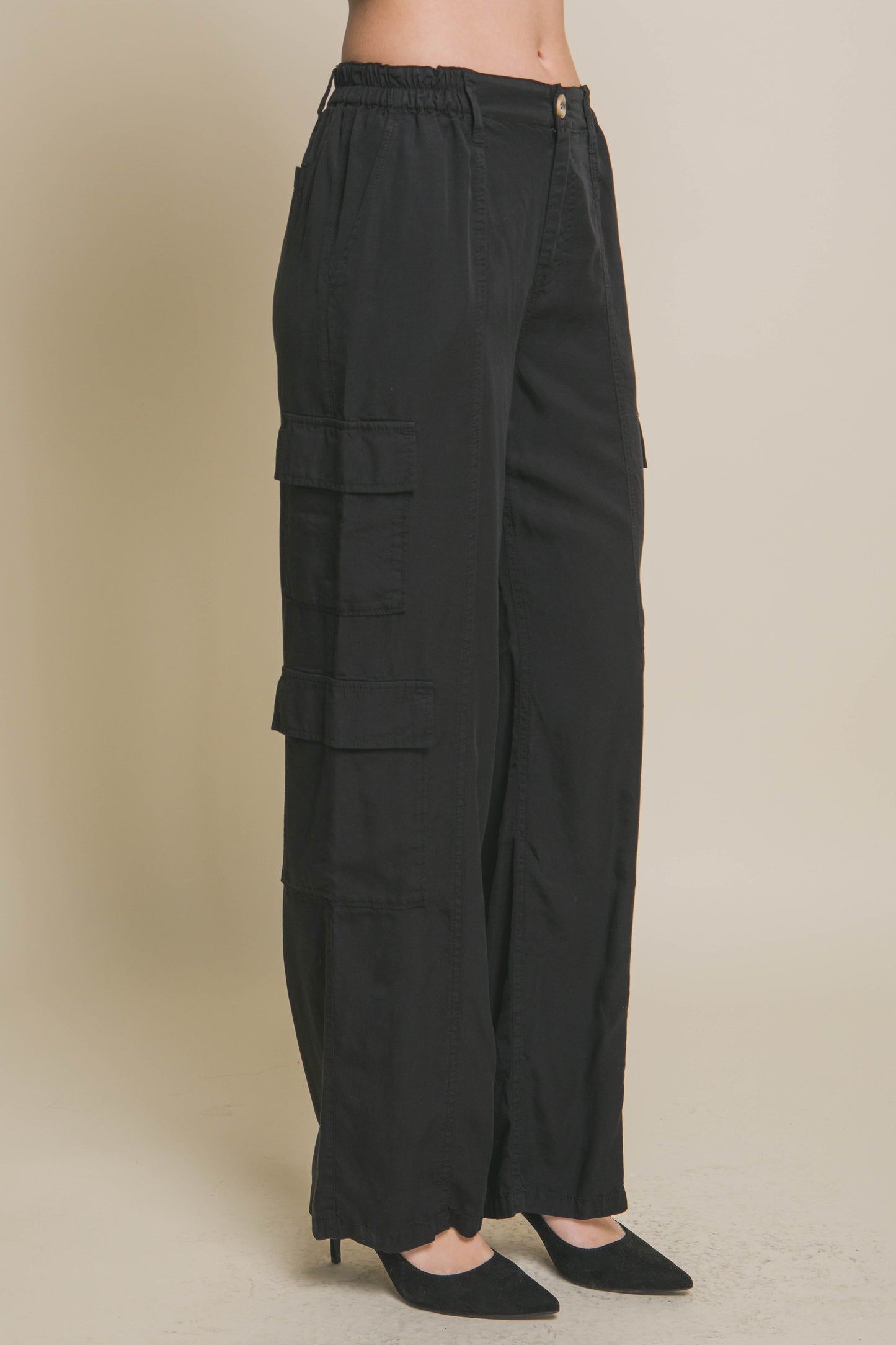 Black Tencel Cargo Pants