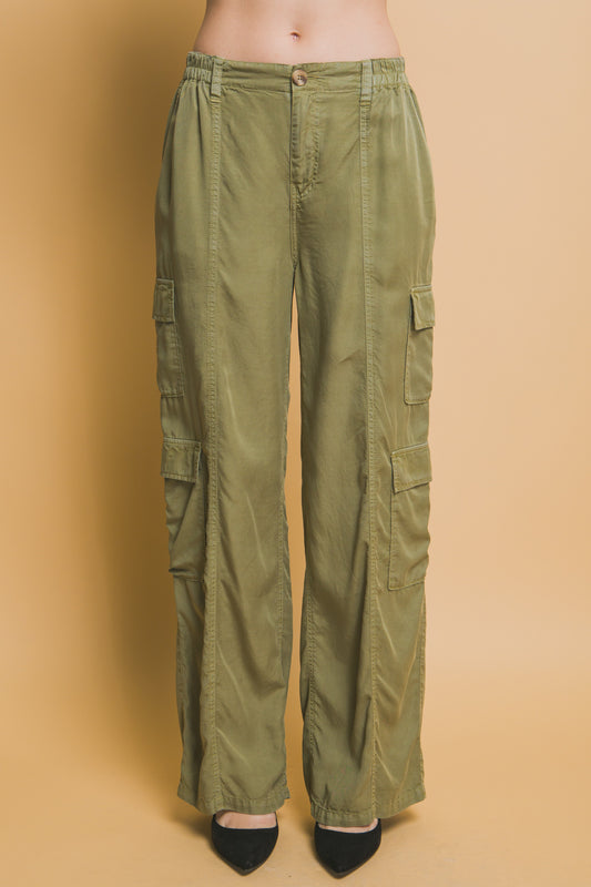 Green Tencel Cargo Pants