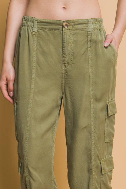 Green Tencel Cargo Pants