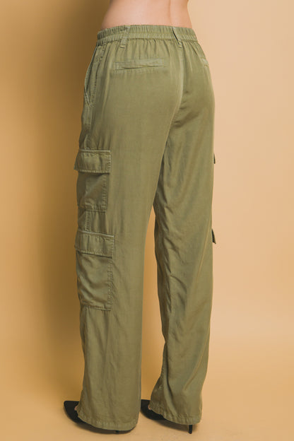 Green Tencel Cargo Pants