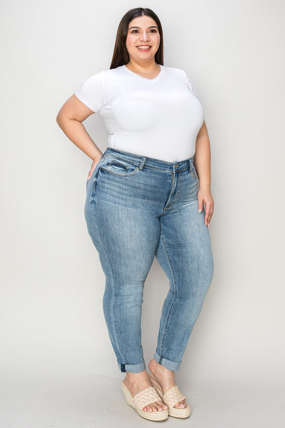 Judy Blue Cuffed Hem Low Waist Slim Jeans