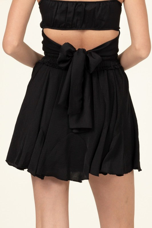 Not Your Girl Drawstring Ruffle Mini Skirt