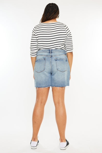 Kancan Raw Hem High Waist Denim Shorts