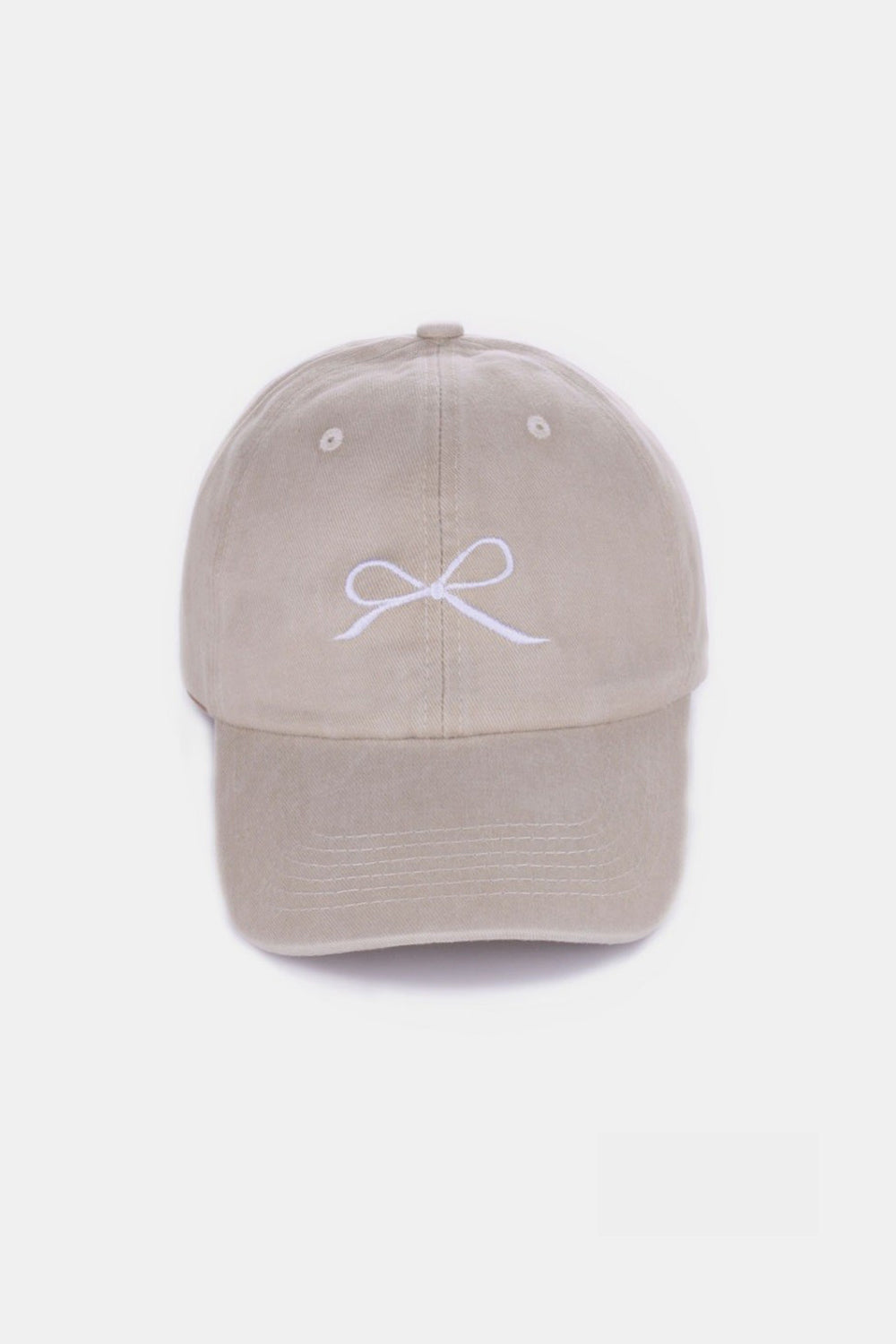 Bow Embroidered Washed Baseball Hat