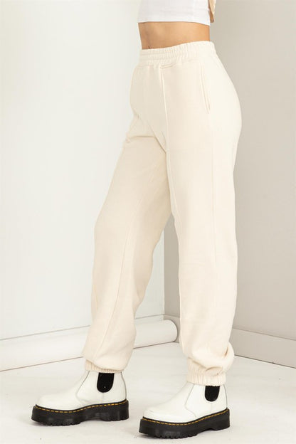 Essential High Waist Pintuck Sweatpants