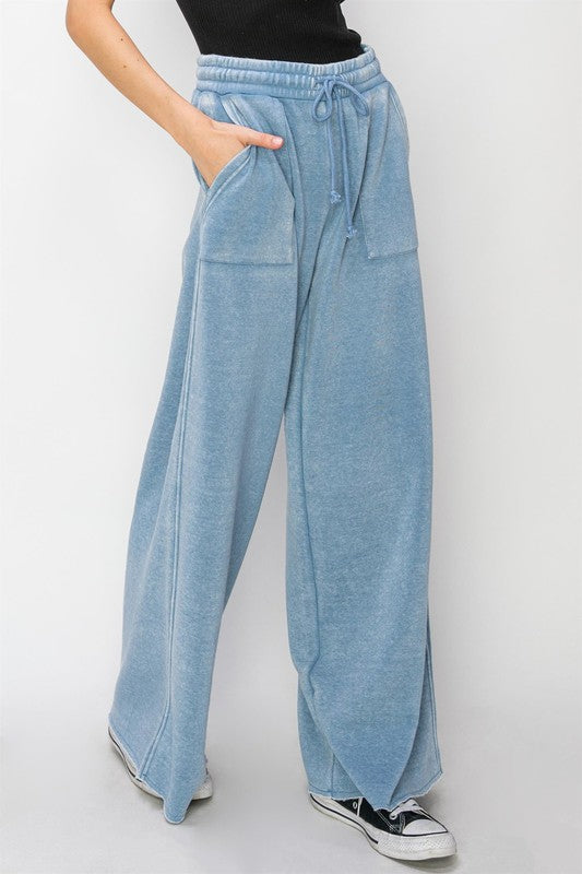 High Rise Wide Leg Drawstring Sweatpants