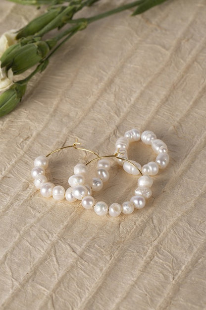 Natural Pearl Hoop Ring Earring Set