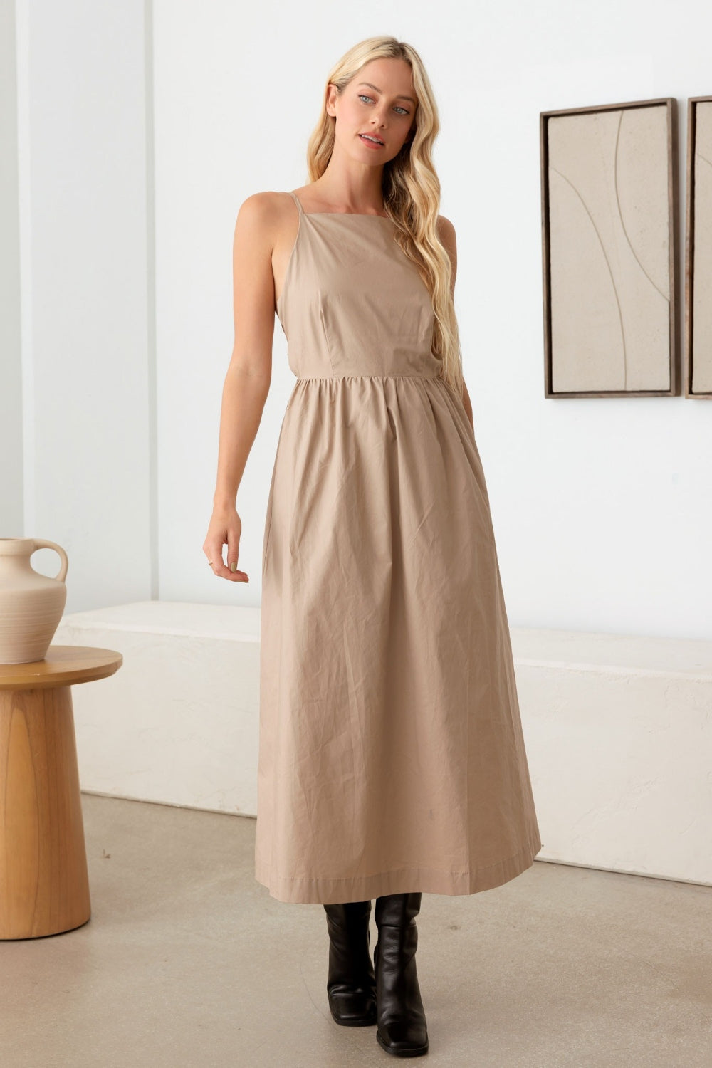 Tie Back Backless Cami Maxi Dress