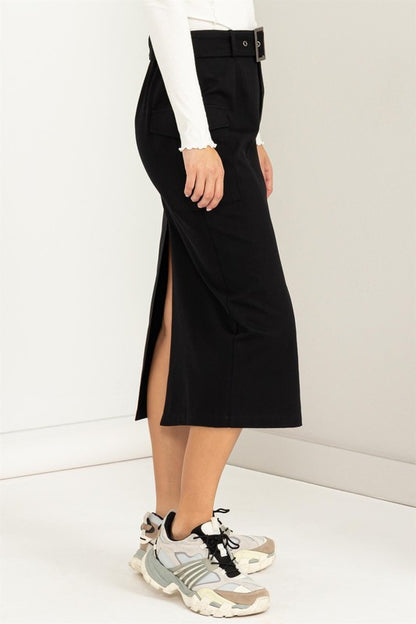 Buckled Belt Cargo Skirt