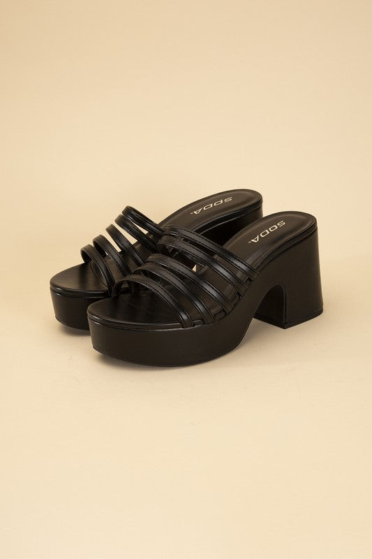 Sculptural Block Heel Platform Mules