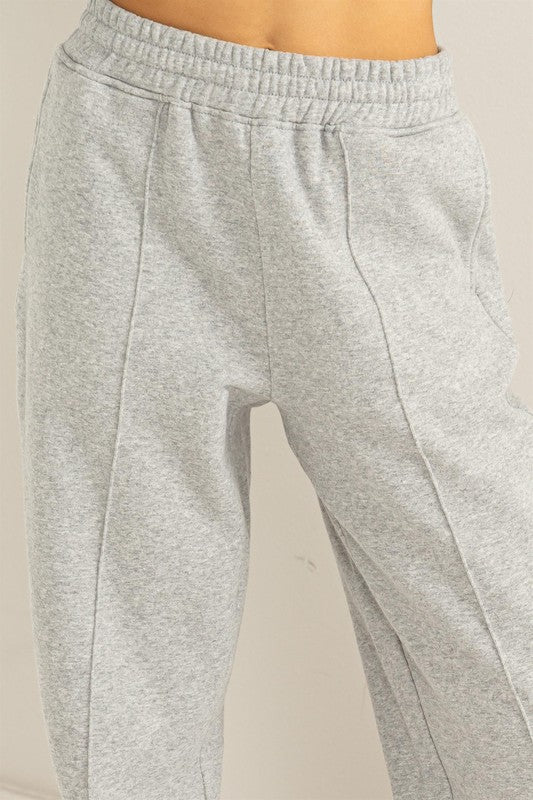 Essential High Waist Pintuck Sweatpants