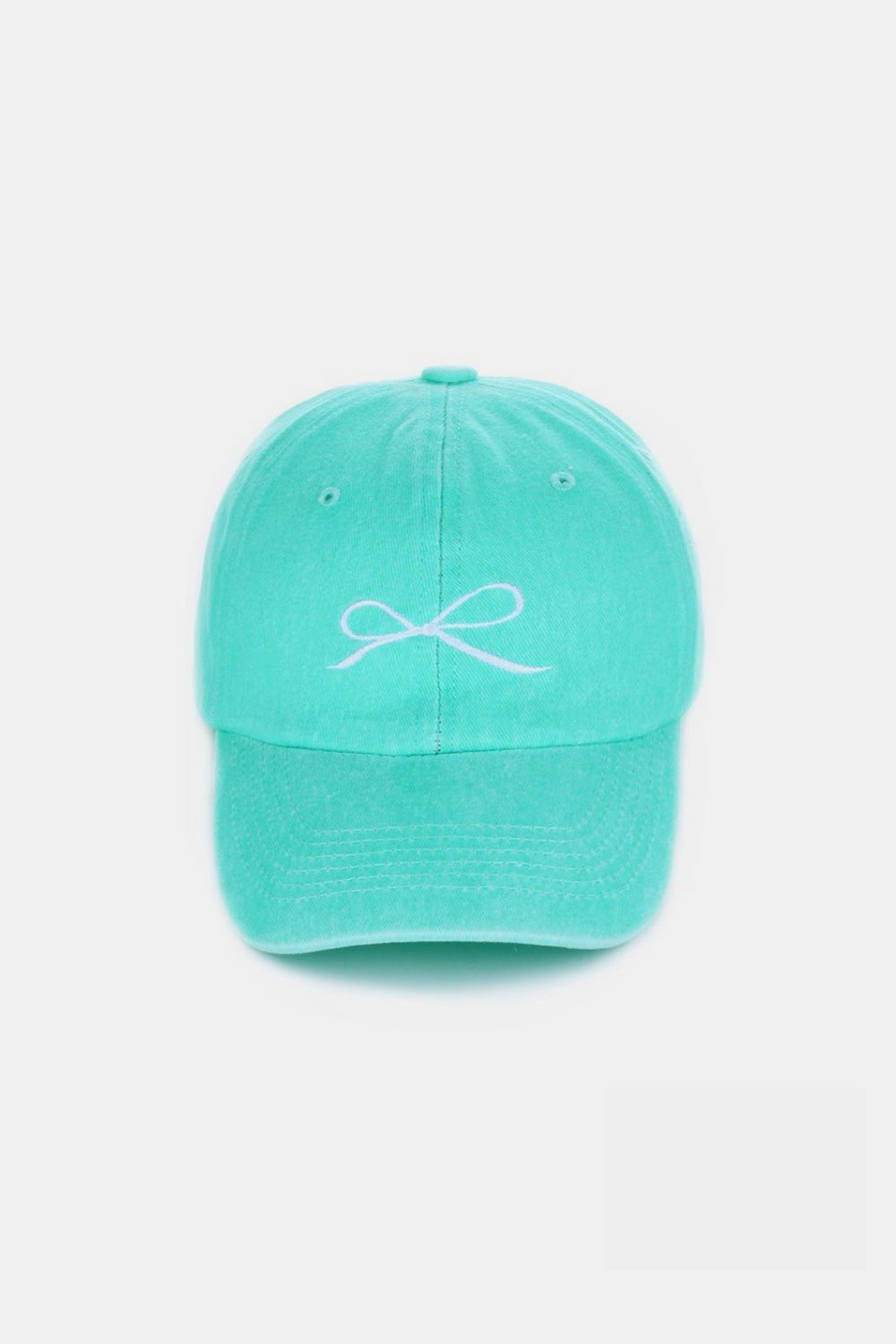 Bow Embroidered Washed Baseball Hat