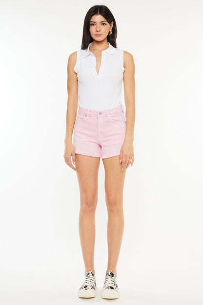 Kancan High Waist Raw Hem Denim Shorts