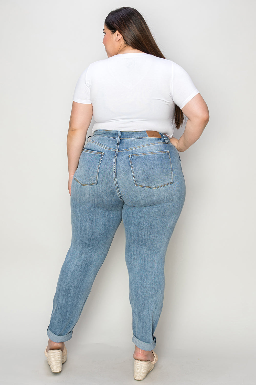 Judy Blue Cuffed Hem Low Waist Slim Jeans