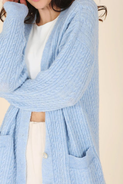 Wool Blended Cable Knit Cardigan