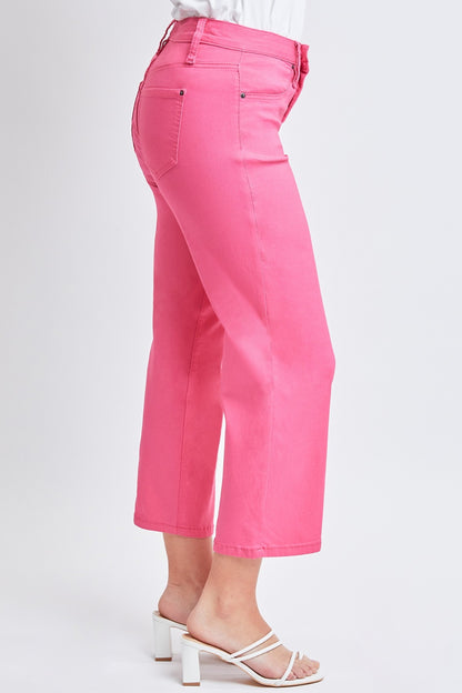 Pink Mid Rise Hyperstretch Cropped Straight Pants