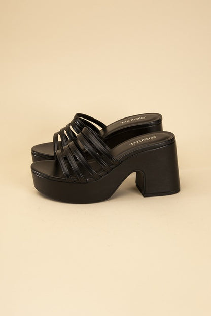 Sculptural Block Heel Platform Mules