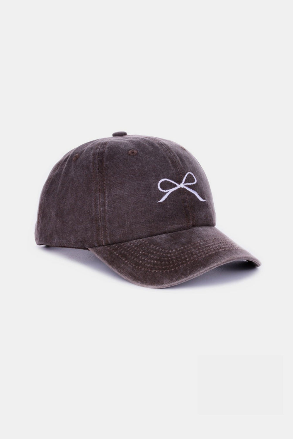 Bow Embroidered Washed Baseball Hat