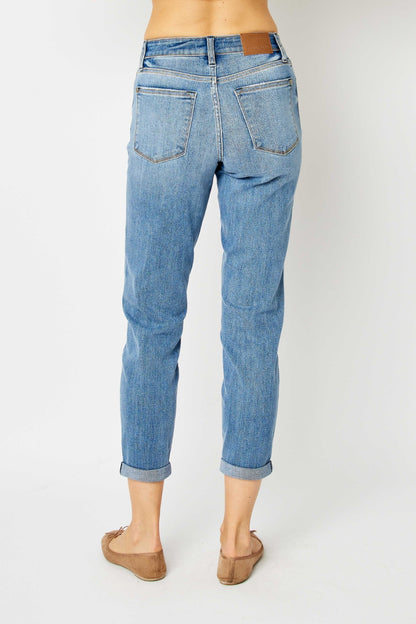 Judy Blue Cuffed Hem Low Waist Slim Jeans