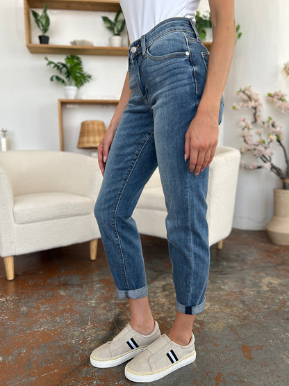 Judy Blue Cuffed Hem Low Waist Slim Jeans