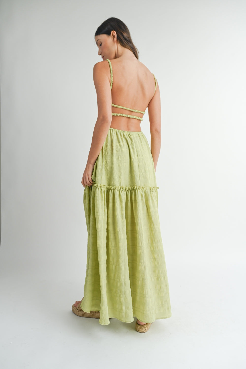 Cut Out Waist Backless Maxi Dress