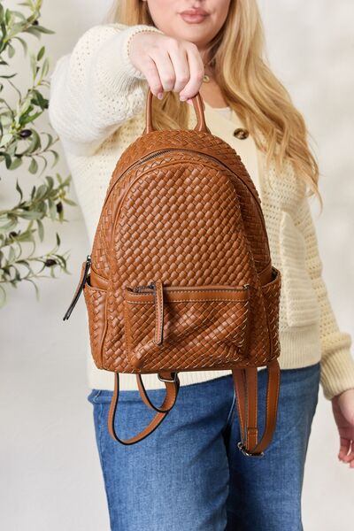 Leather Woven Backpack