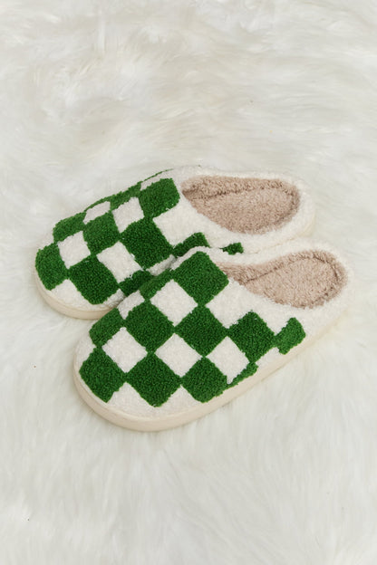 Green Checkered Slippers