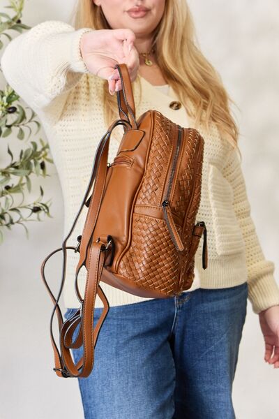 Leather Woven Backpack