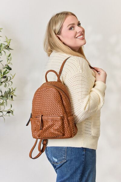 Leather Woven Backpack