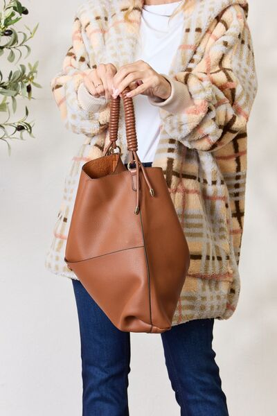 Vegan Leather Handbag with Pouch